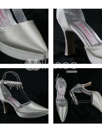 Bridal Shoes Size5 on High Heel 4 5   Platform Ivory Satin Wedding Shoes   Milanoo Com