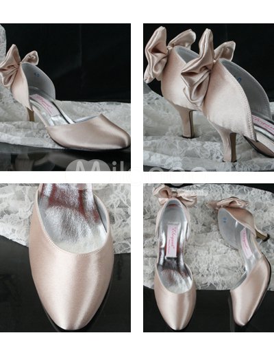 Pink Satin Wedding Shoes on Beautiful Champagne 2 2 5 Heel Satin Wedding Shoes Milanoo Com