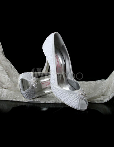 Ivory Bridal Shoes Heel on Ladies Open Toe Low Heel Satin Diamante Bridal Wedding Shoes Ivory