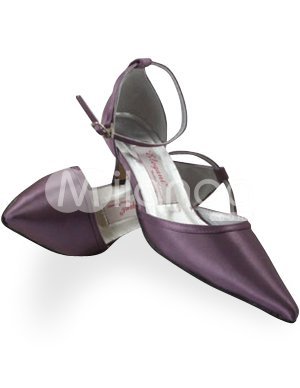 Satin Shoes on Purple 2   Heel Satin Wedding Shoes   Milanoo Com