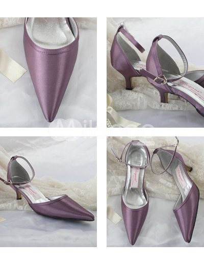Purple Satin Wedding Shoes on Purple 2 Heel Satin Wedding Shoes Milanoo Com