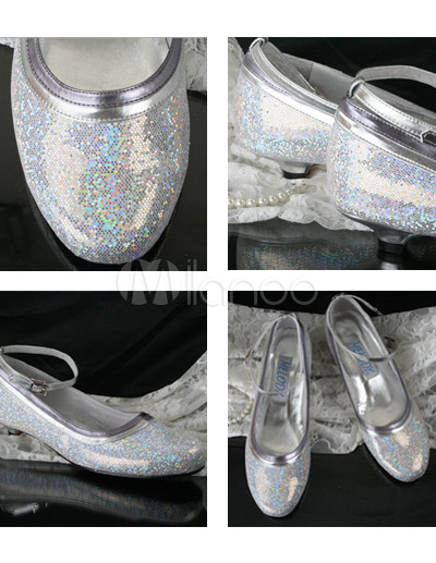 Ankle Strap Wedding Shoes on Shinny Silber 1 5 1  Heel Ankle Strap Pu Brautschuhe   Milanoo Com