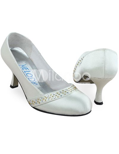 Ivory 2 4 5'' Heel Rhinestone Satin Wedding Shoes