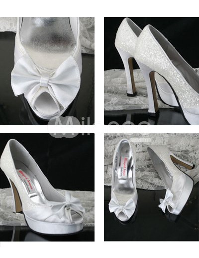 Platform Bridal Shoes on 10   Heel 1   Platform Open Toes Wedding Shoes   Milanoo Com