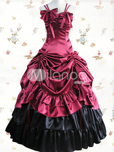 Dark Red And Black Ruffled Cotton Classic Lolita Dress