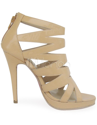 Khaki%204%207/10%20High%20Heel%204/5%20Platform%20Cross%20Straps%20Sheepskin%20Fashion%20Sandals