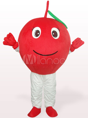 Red Apple With Single Leaf Plush Adult Mascot Costume