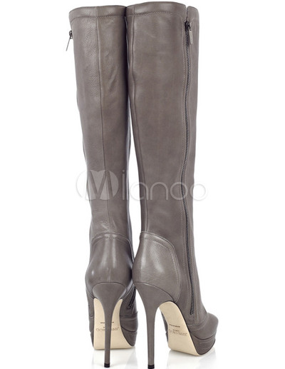 Boots Fashion on 10   High Heel Sheepskin Leather Fashion Boots   Milanoo Com