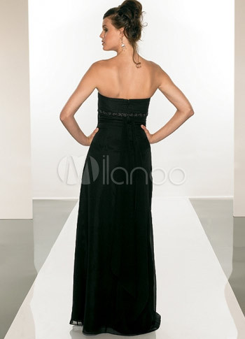 Black Chiffon Dress on Black Empire Waist Strapless Floor Length Chiffon Satin Evening Dress