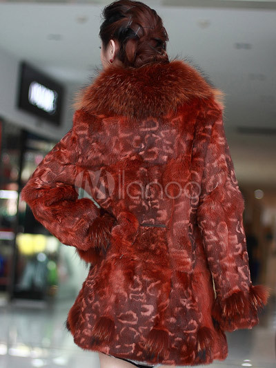 Fabulous Orange Long Racoon Hair Rabbit Fur Ladies Fur Coat