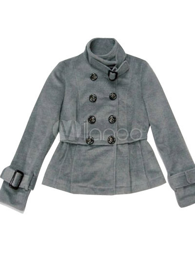 Cloth Sale on Attractive Gray Woolen Cloth Women   S Coat   Milanoo Com