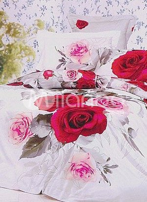 4-pc Beautiful Floral Reactive Print Duvet Cover Bedding Set