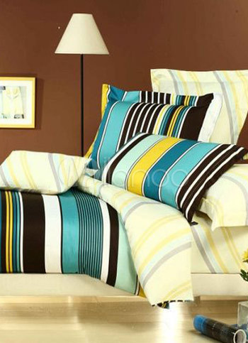 Beautiful Bedspreads on Pc Beautiful Yellow Cotton Stripe Print Duvet Cover Bedding Set
