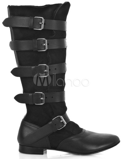 Women Fashion Shoes on Cool Black Cow Leather Women   S Fashion Boots   Milanoo Com