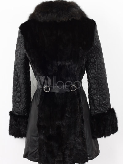 Fashion Singapore on Elegant Black Fox Fur Collar Mink Fur Sheepskin Ladies Long Fur Coat
