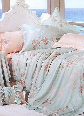 Floral Bedspreads on Green And Pink Floral Tencel Duvet Cover Bedding Set   Milanoo Com