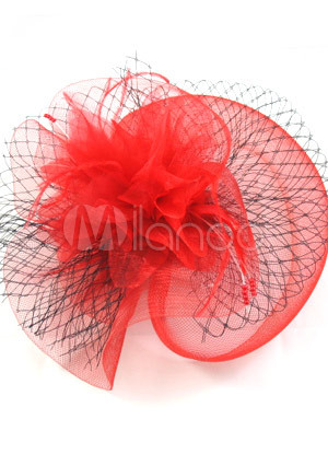 Elegant Red Net Flower Veil
