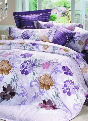 4-pc Gillyflower Colored Cotton Duvet Cover Bedding Set