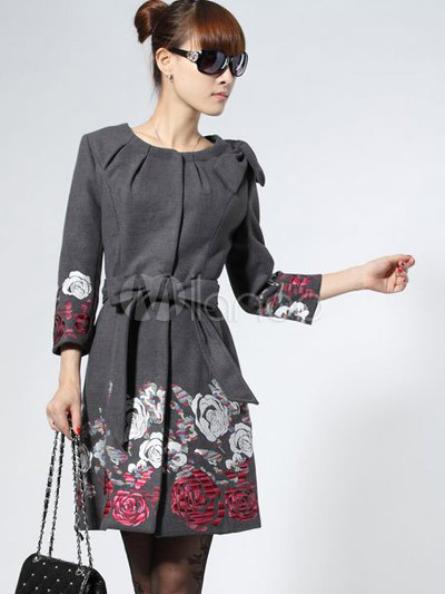 Asian Fashion American Sizes on Gray Euramerican Woolen Cloth Dress   Milanoo Com