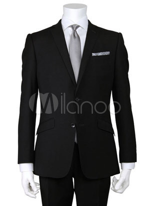 Best Black Single Breasted DoubleButton Wool Groom Wedding Tuxedo USD11099
