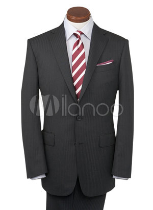 Charcoal Gray Single Breasted DoubleButton 50 Wool 50 Polyester Groom 