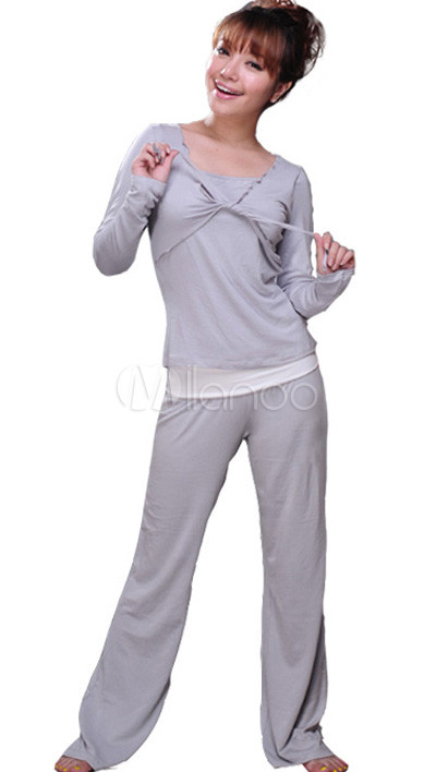 Cute Cheap Womens Clothes on Cute Light Gray Front Bandage Long Sleeves Lycra Women S Yoga Clothes