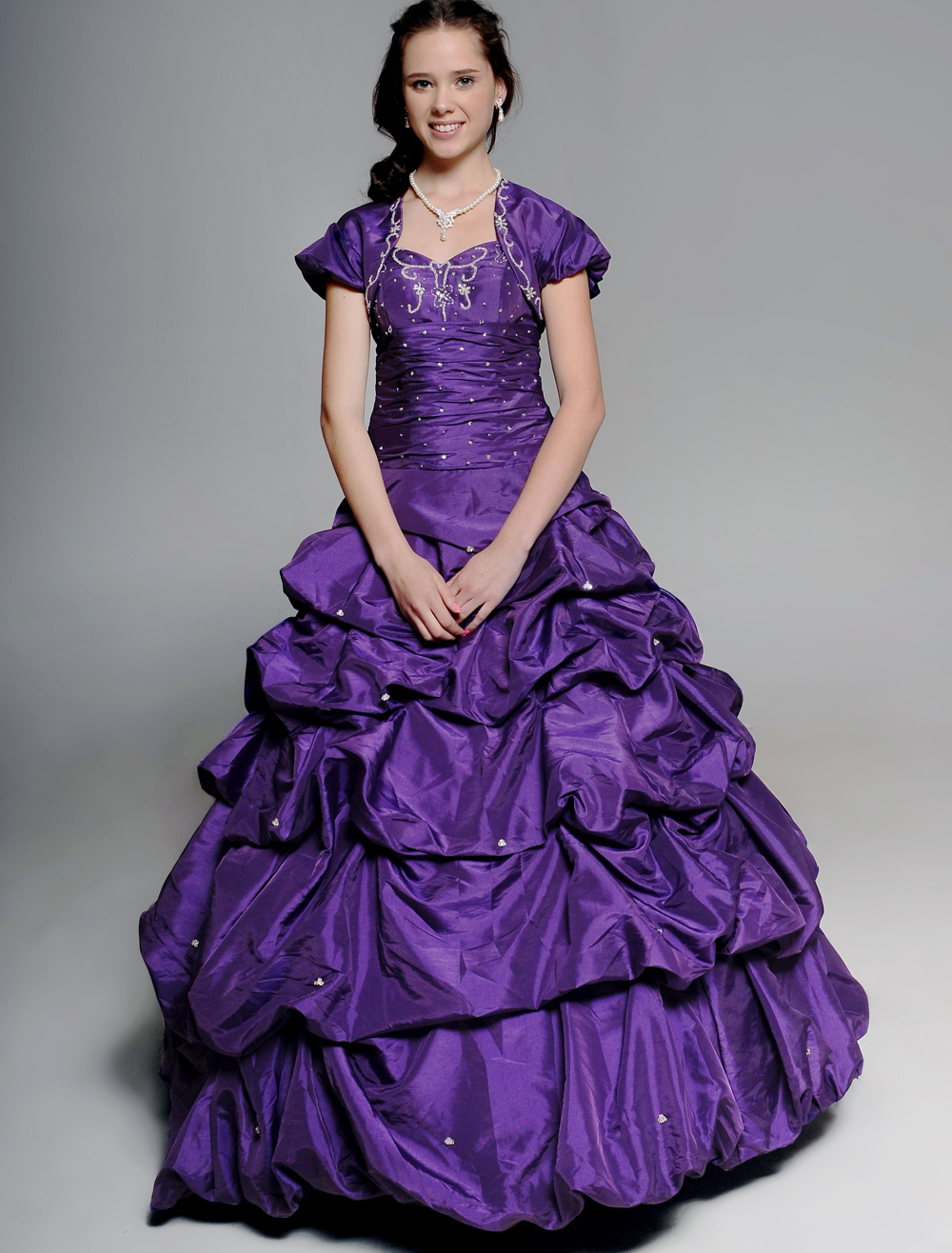 Deep Grape Sweetheart Strapless Beading Embroidery Taffeta Ball Gown Dress