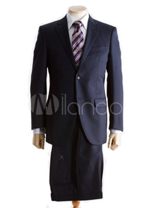 Luxurious Navy Blue Single Breasted DoubleButton Lapel Wool Groom Wedding Luxurious Navy Blue Single Breasted DoubleButton Lapel Wool Groom Wedding