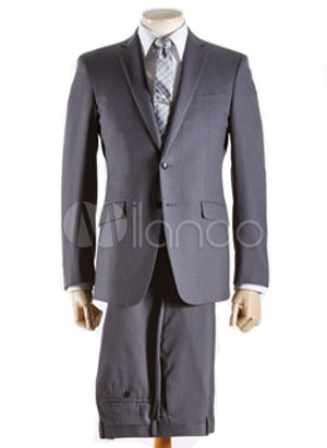  Gray Single Breasted Button 52 Wool 48 Polyester Groom Wedding Tuxedo
