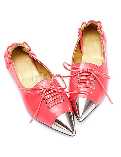 Flat Pointed  Shoes on Orange Patent Leather Flat Pointed Toe Fashion Shoes   Milanoo Com