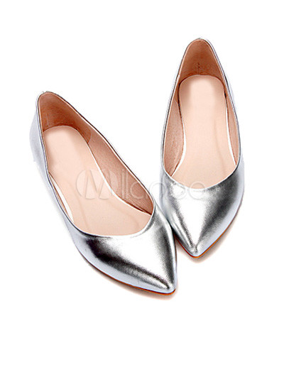 silver flat pointed shoes silver pointed toe flat fashion shoes milanoo silver flat pointed shoes silver pointed toe flat fashion shoes milanoo