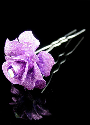 Light Purple Rose Rhinestone Wedding Bridal Hair Pins