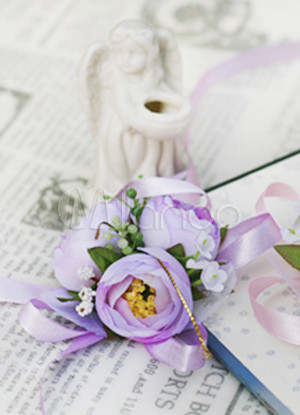 Purple Silk Cloth Wedding Bandage Bridal Wrist Corsages