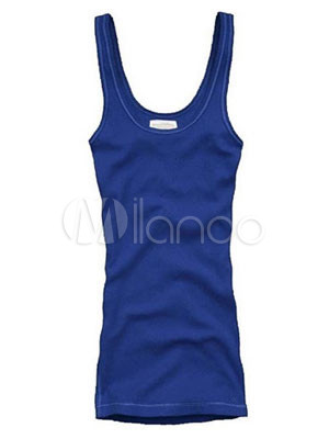 Gorgeous Blue Cotton Sleeveless T-shirt For Women