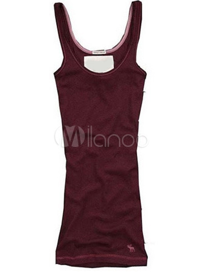 Simple Maroon 100% Cotton Sleeveless Women\'s T-shirt