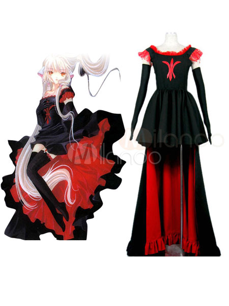 Chobits Freya Halloween Cosplay Costume Black Gothic Lolita Dress steampunk buy now online