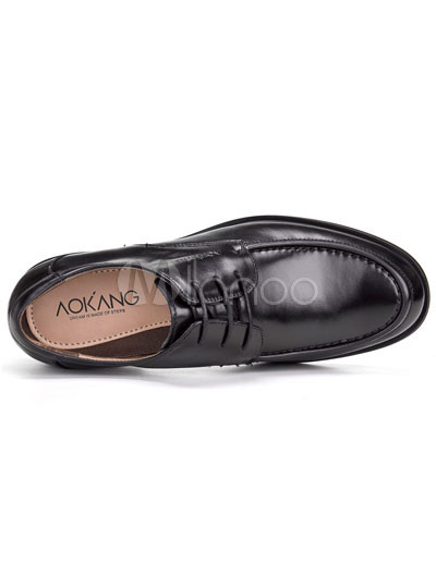 Comfortable Mens Dress Shoes on Aokang Black Comfortable Lace Tie Round Toe Cowhide Mens Dress Shoes