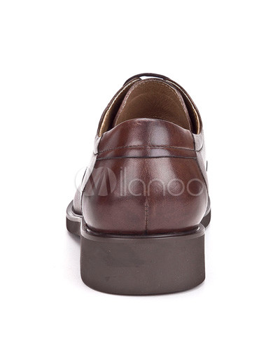 Dress Shoes on Aokang Brown Attractive Round Toe Lace Tie Cowhide Dress Shoes For Men