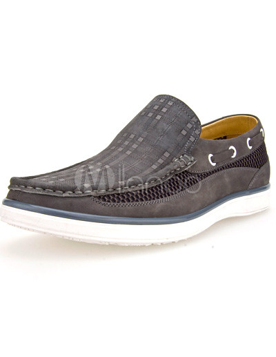  Casual Shoes   on Aokang Gray Best Quality Round Toe Cowhide Casual Shoes For Men