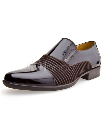 Mens Elevator Shoes on Brown Pointed Toe Matching Lacquer Light Cowhide Mens Dress Shoes