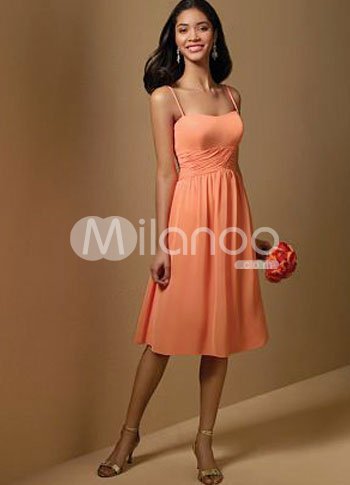 Lovely Spaghetti Tea Length Chiffon Prom Dress Lovely Spaghetti Tea Length Chiffon Prom Dress