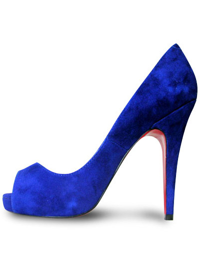 4 7/10'' High Heel Blue Peep Toe Cowhide Sexy Sandals