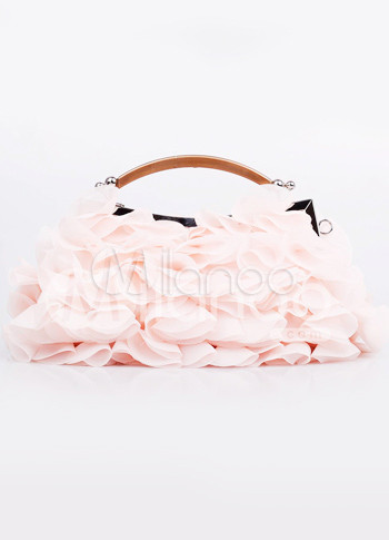 Modern Red Chiffon Brocade Bridal Clutch Bag