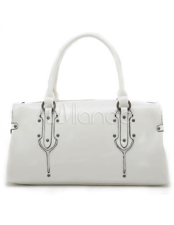 33*10*18cm Elegant White PU Womens Tote Handbag