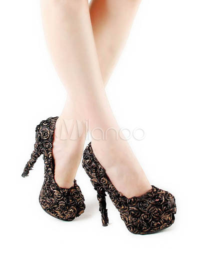 Fashion Womens Rhinestone Flower Satin High Heel Sandals on Unique Bronze Satin Rose High Heel Womens Fashion Shoes   Heels