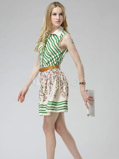 Womens Fashion Boots  Zealand on New Fashion Green Sleeveless 100  Silk Womens Dress   Milanoo Com