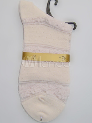 Pink Lace Flowers Cotton Silk Lolita Socks