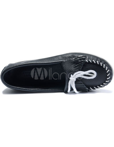Flat Shoes Women on Popular Black Nappa Flat Shoes For Women Milanoo Com