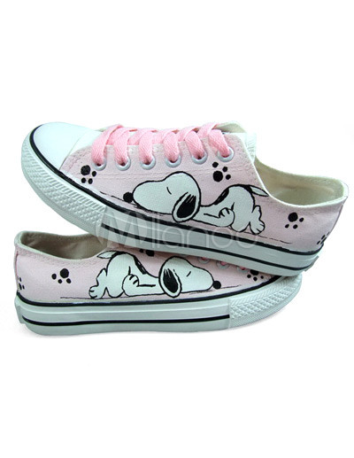 Cute Flats Shoes on Cute Pink Hand Painted Canvas Flat Shoes For Women
