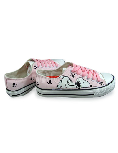 Cute Shoes on Cute Pink Hand Painted Canvas Flat Shoes For Women   Milanoo Com